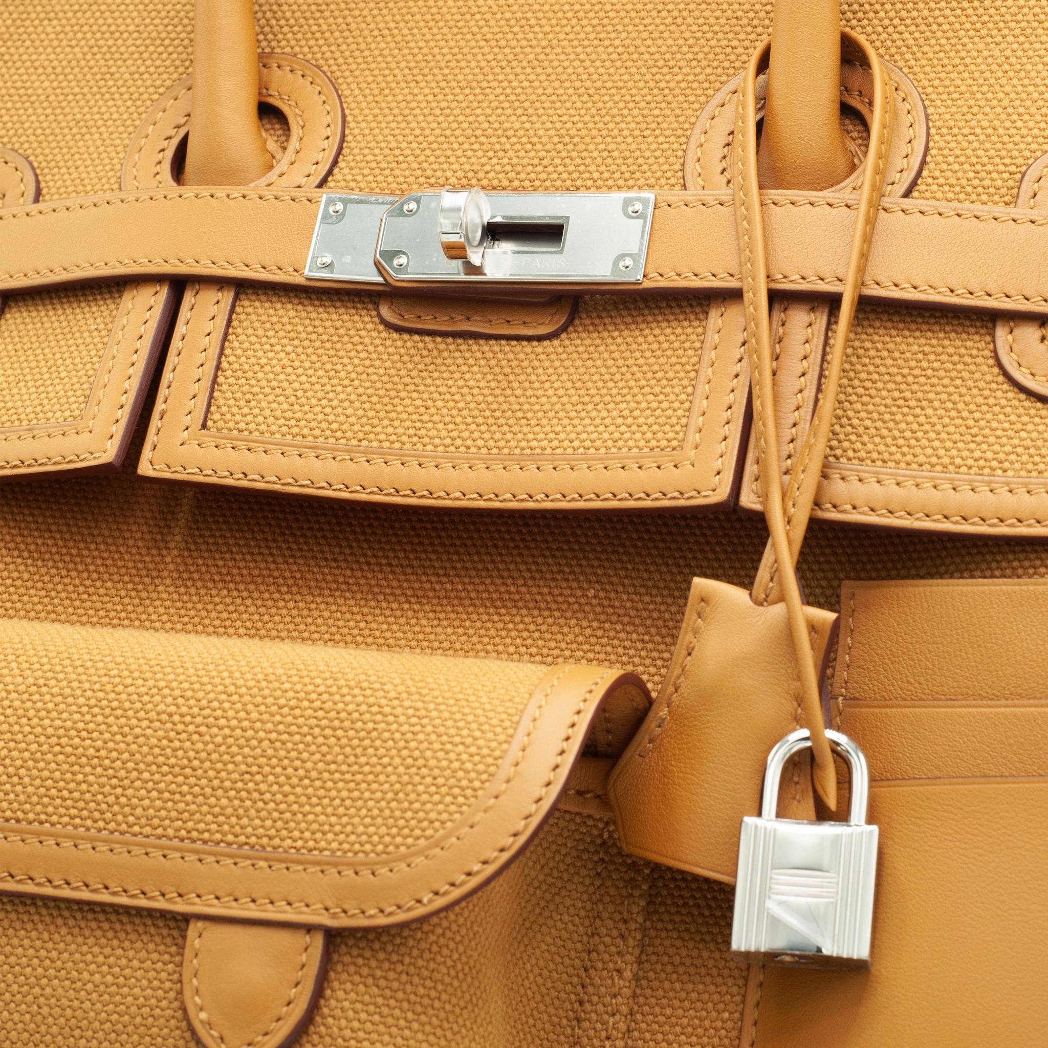 Hermes Birkin Cargo 35cm Sesam Canvas & Swift Leder Palladium Hardware im Angebot 4