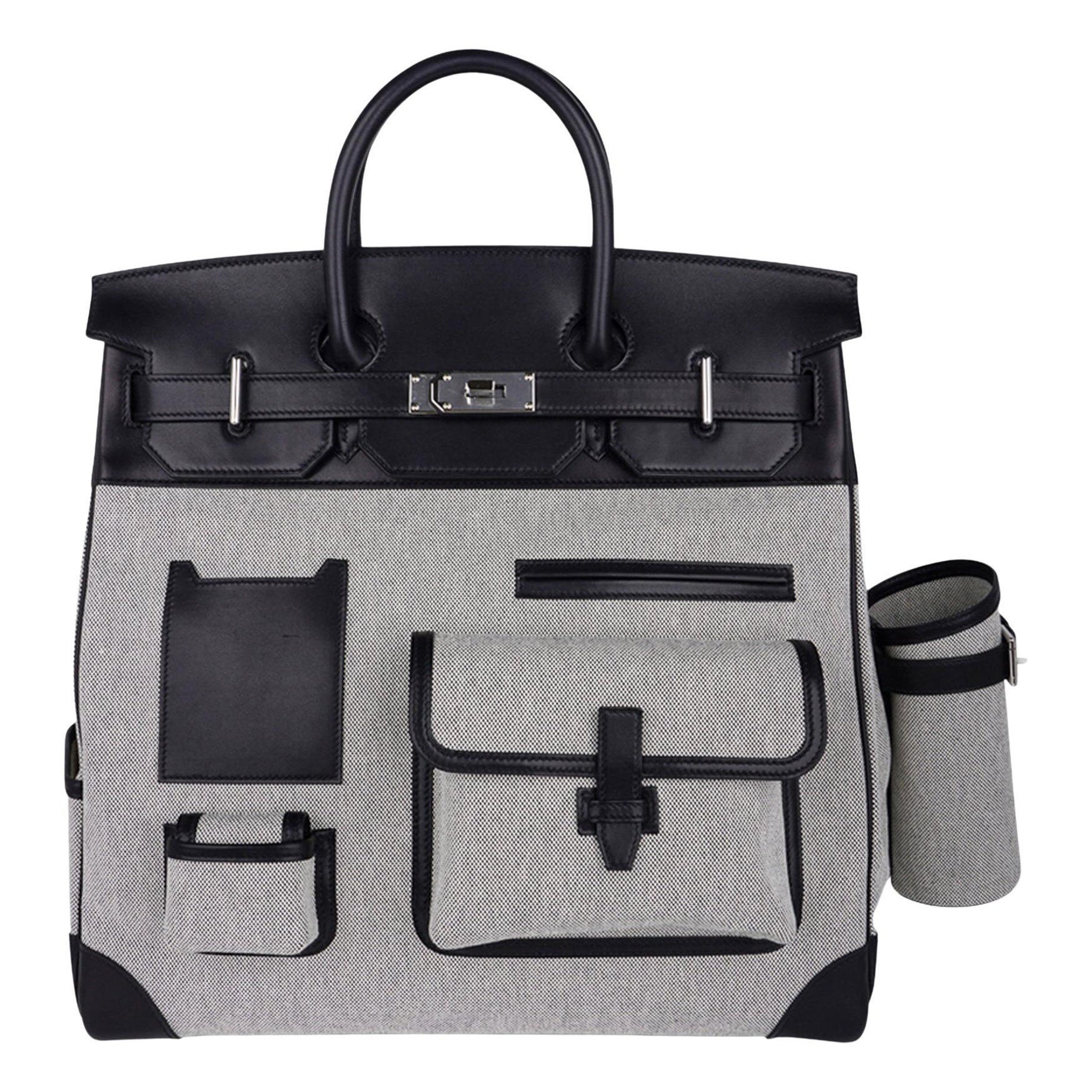 Hermes Birkin Cargo Hac 40 Bolso Birkin Negro Evercalf  Cuero/Toile H Ecru Noir