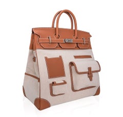 Sac Birkin Cargo Hac 40 d'Hermès, cuir Evercolor doré, toile H, écru et doré