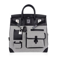 Hermes Birkin Cargo Hac Birkin 40 Bag Black Evercalf  Leather/Toile H Ecru Noir