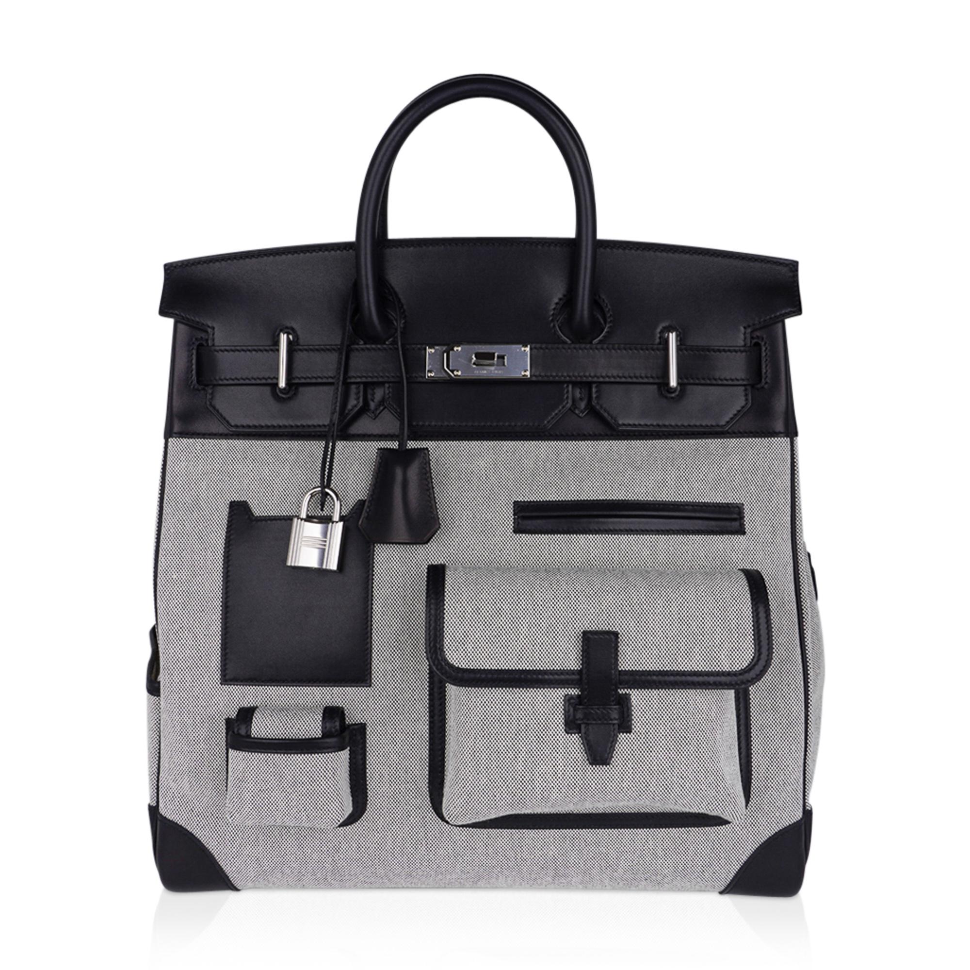 Hermes Birkin Cargo Hac Birkin 40 Tasche Schwarz Evercalf  Leder/Toile H, Ecru Noir, Paar im Zustand „Neu“ in Miami, FL