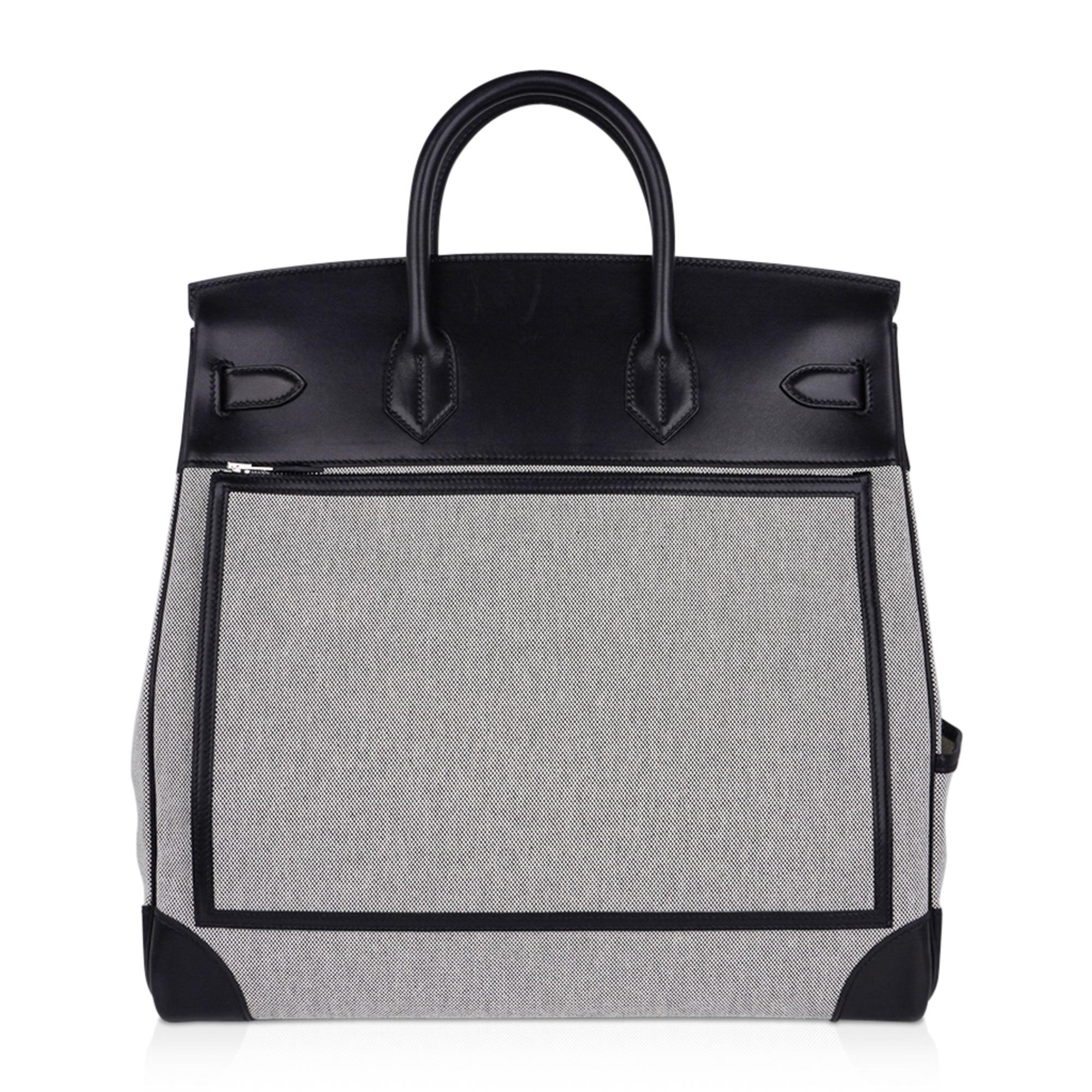 Hermes Birkin Cargo Hac 40 Birkin Bag Black Evercalf  Leather/Toile H Ecru Noir For Sale 1