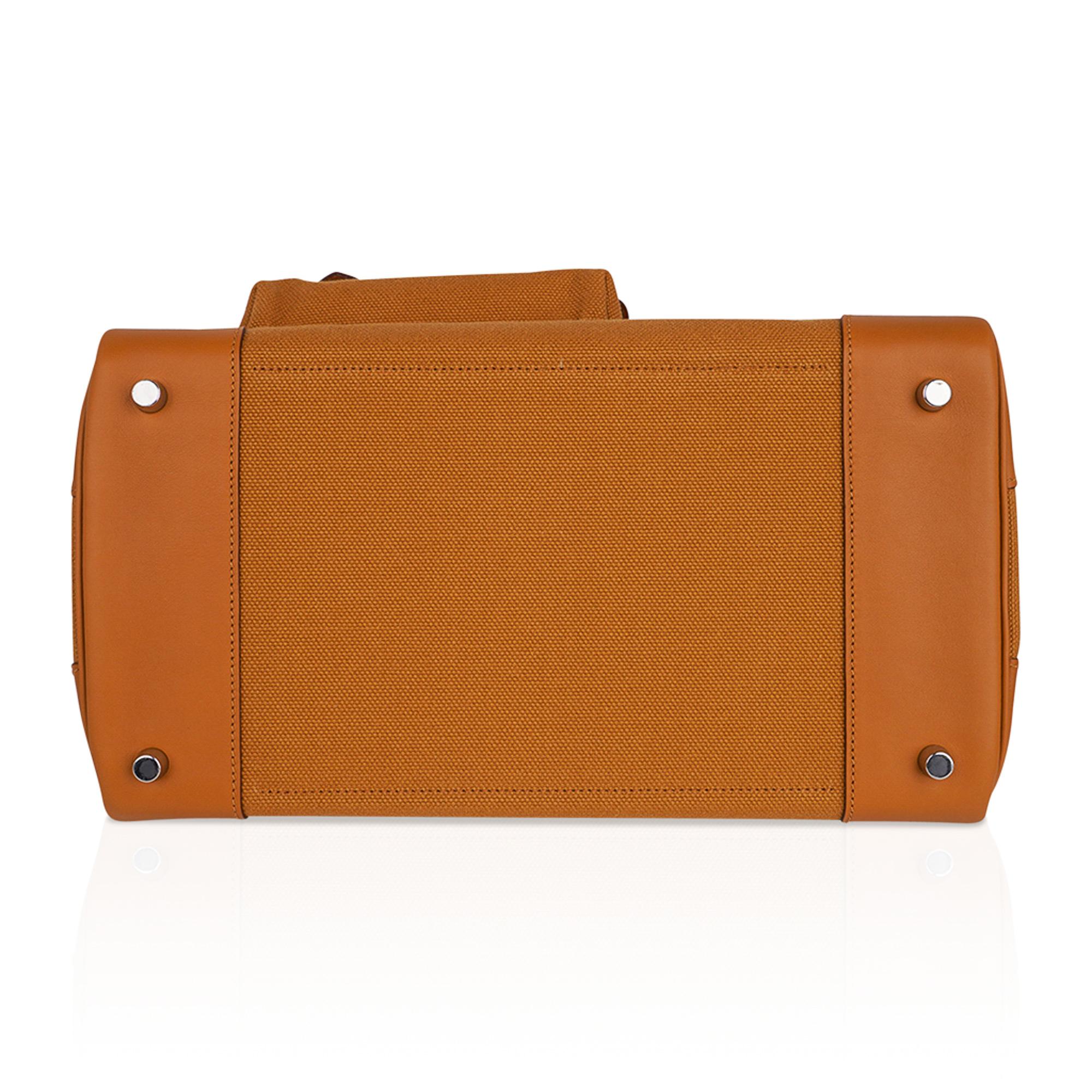 Hermes Birkin Cargo Toile Goeland Sesame 35 Bag Swift Leather Limited Edition  For Sale 10