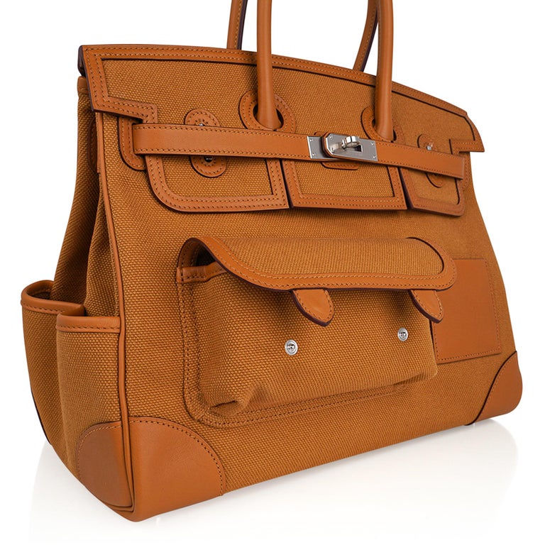 Hermes Limited Edition Birkin 35 Bag Cargo Sesame Toile Goeland & Swift  Leather with Palladium Hardware