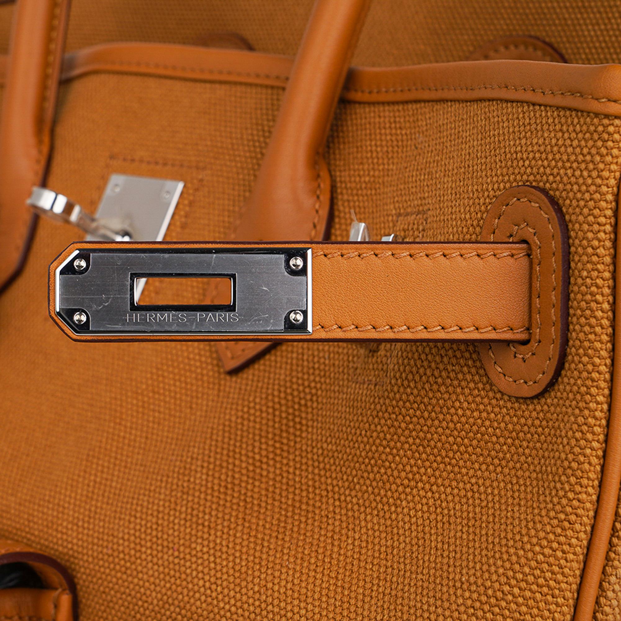 Hermes Birkin Cargo Toile Goeland Sesame 35 Bag Swift Leather Limited Edition  For Sale 1