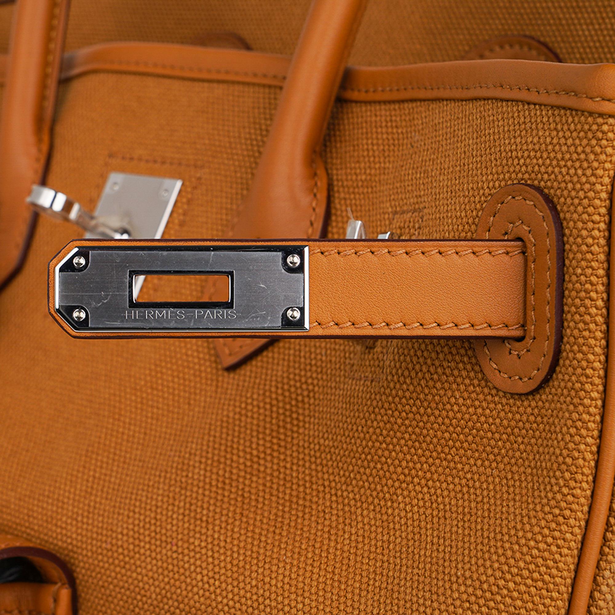 Hermes Birkin Cargo Toile Goeland Sesame 35 Bag Swift Leather Limited Edition For Sale 1
