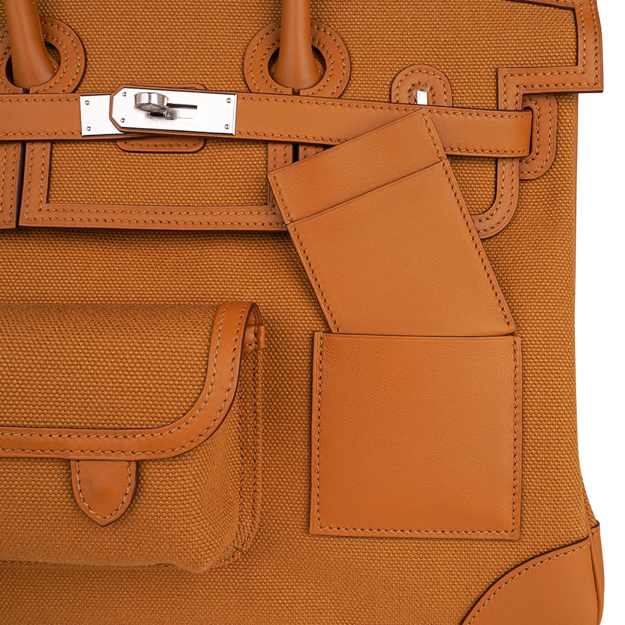 Hermes Birkin Cargo Toile Goeland Sesame 35 Sac Swift Leather Limited Edition  en vente 2