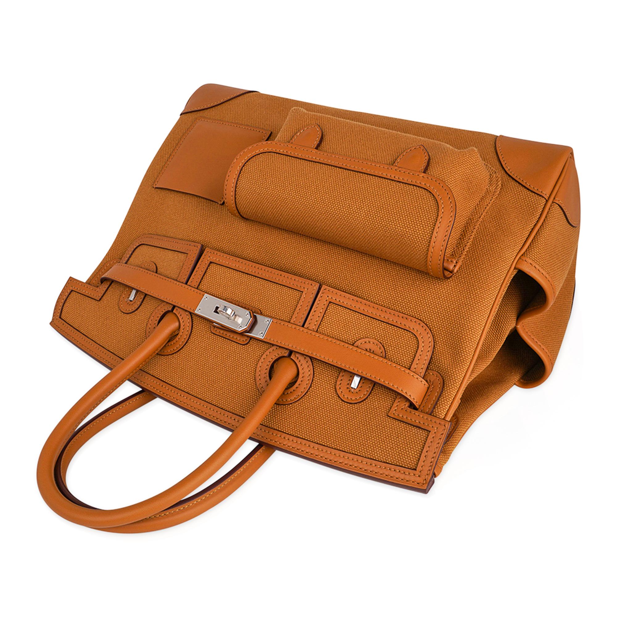 Hermes Birkin Cargo Toile Goeland Sesame 35 Sac Swift Leather Limited Edition  en vente 3