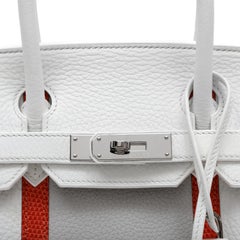 Hermès Birkin Club 35cm White/Gris Perle Clemence Leather & Sanguine Lizard