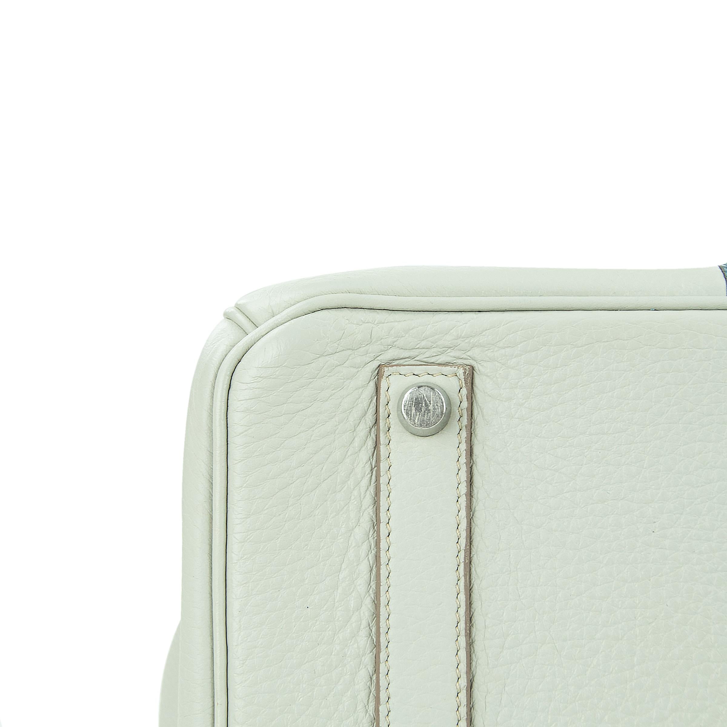 Women's or Men's Hermes Birkin Club Bag 35cm Gris Perle Mykonos Lizard White Clemence PHW For Sale
