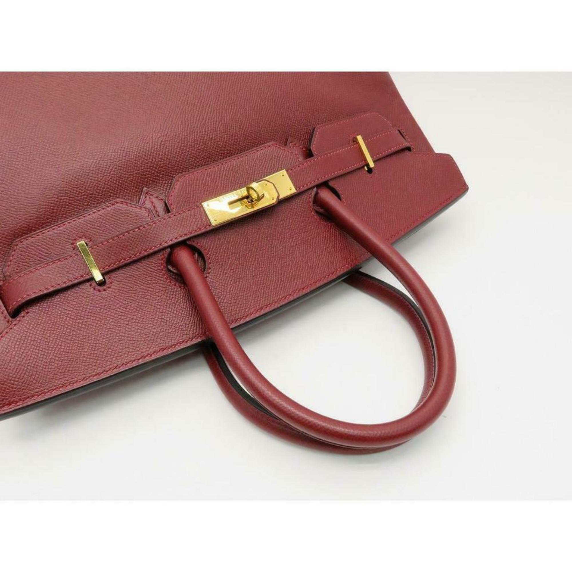 Hermès Birkin Dark Rouge Courchevel Rouge 35 870369 Red Leather Satchel For Sale 2