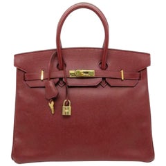 Vintage Hermès Birkin Dark Rouge Courchevel Rouge 35 870369 Red Leather Satchel