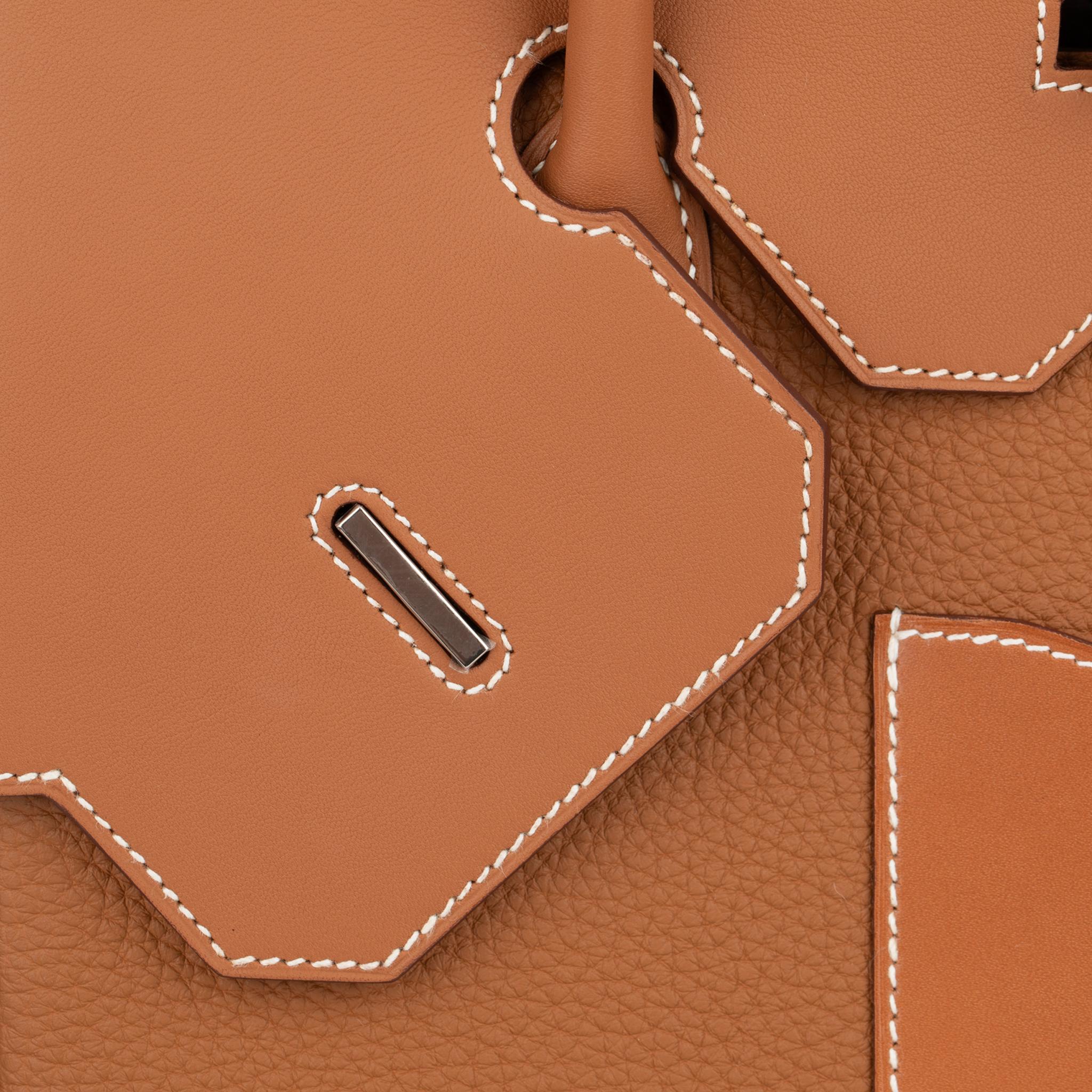 Hermes Birkin Desordre 30cm Gold Togo and Swift Leather Palladium Hardware For Sale 3