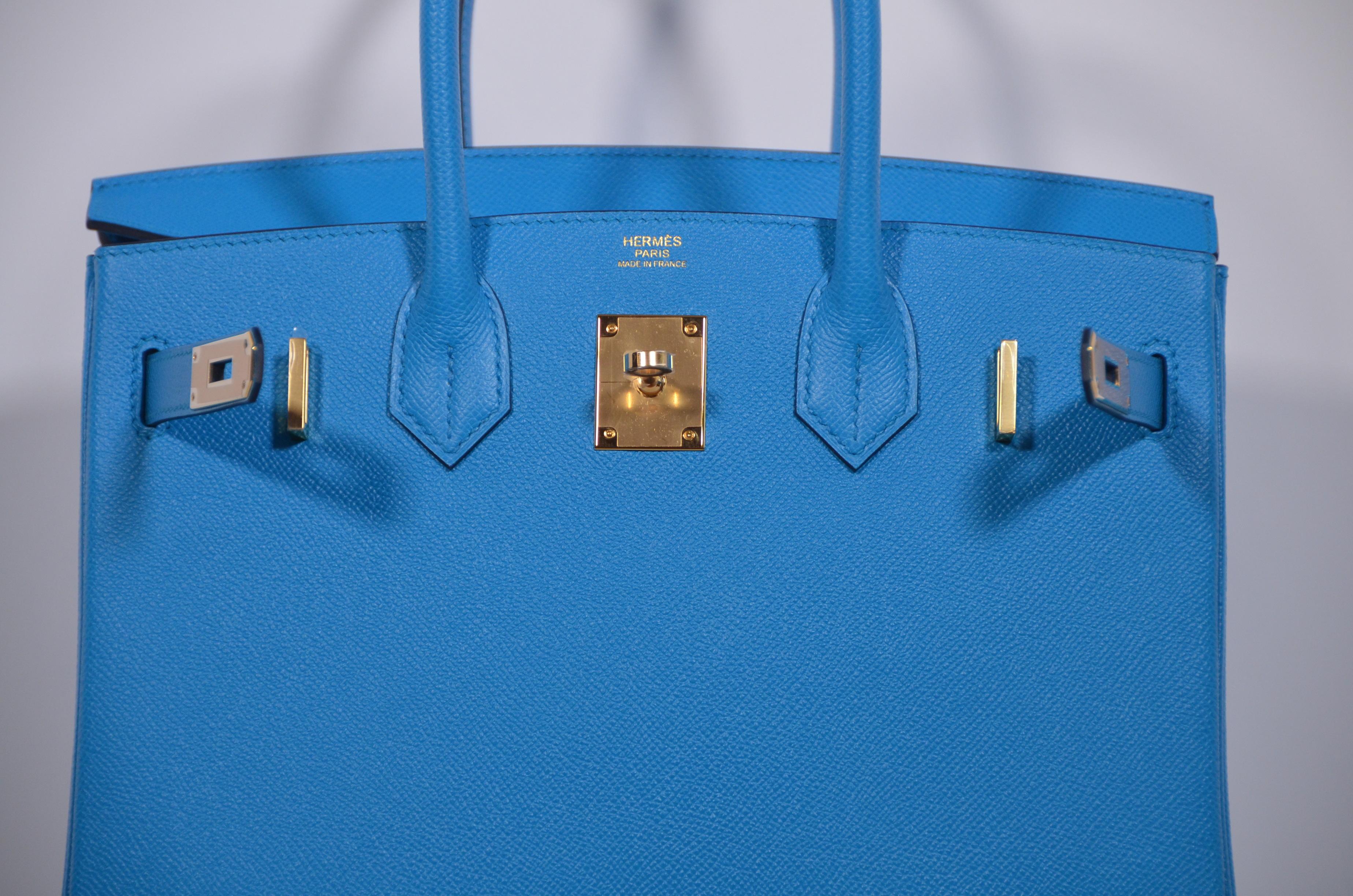 HERMES Birkin Epsom Calfskin Bleu Frida 30 CM    NEW Store Fresh 3