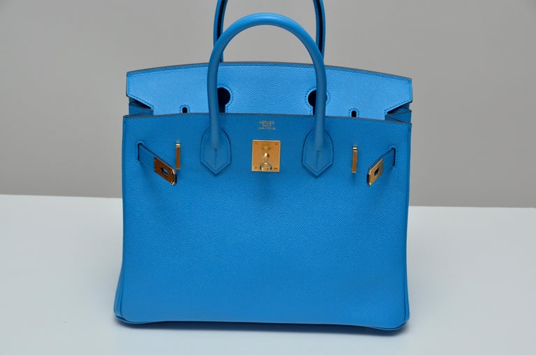 HERMES Birkin Epsom Calfskin Bleu Frida 30 CM NEW Store Fresh at 1stDibs