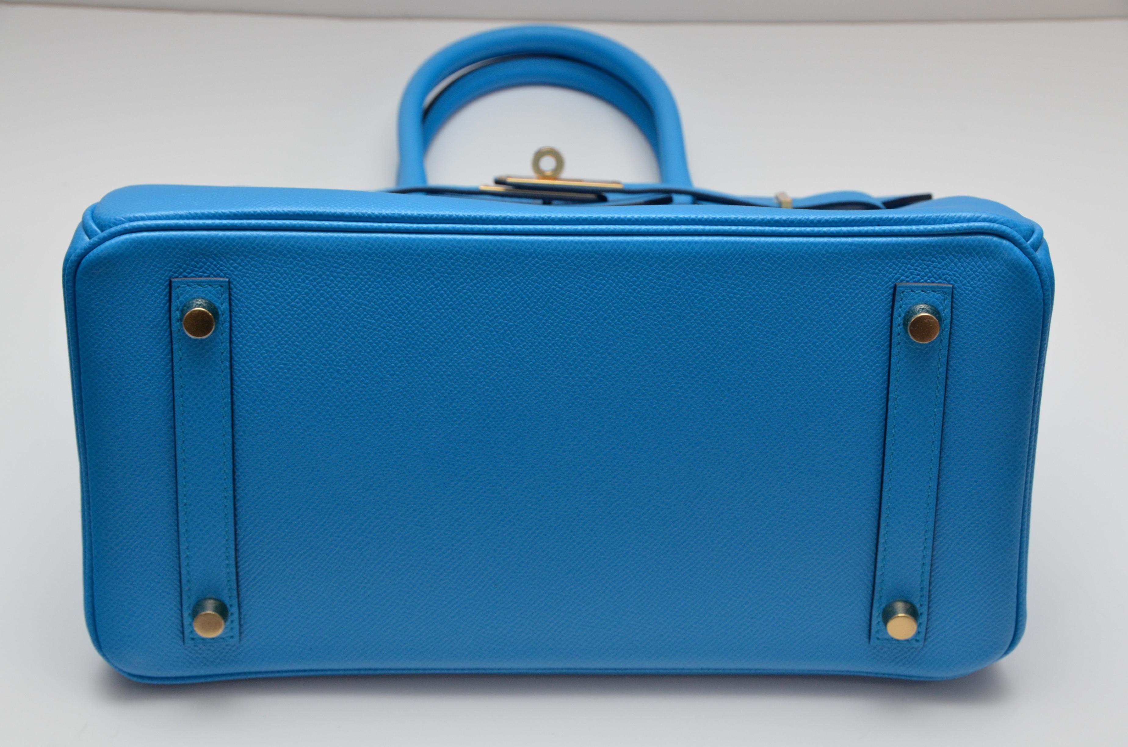 HERMES Birkin Epsom Calfskin Bleu Frida 30 CM    NEW Store Fresh 1