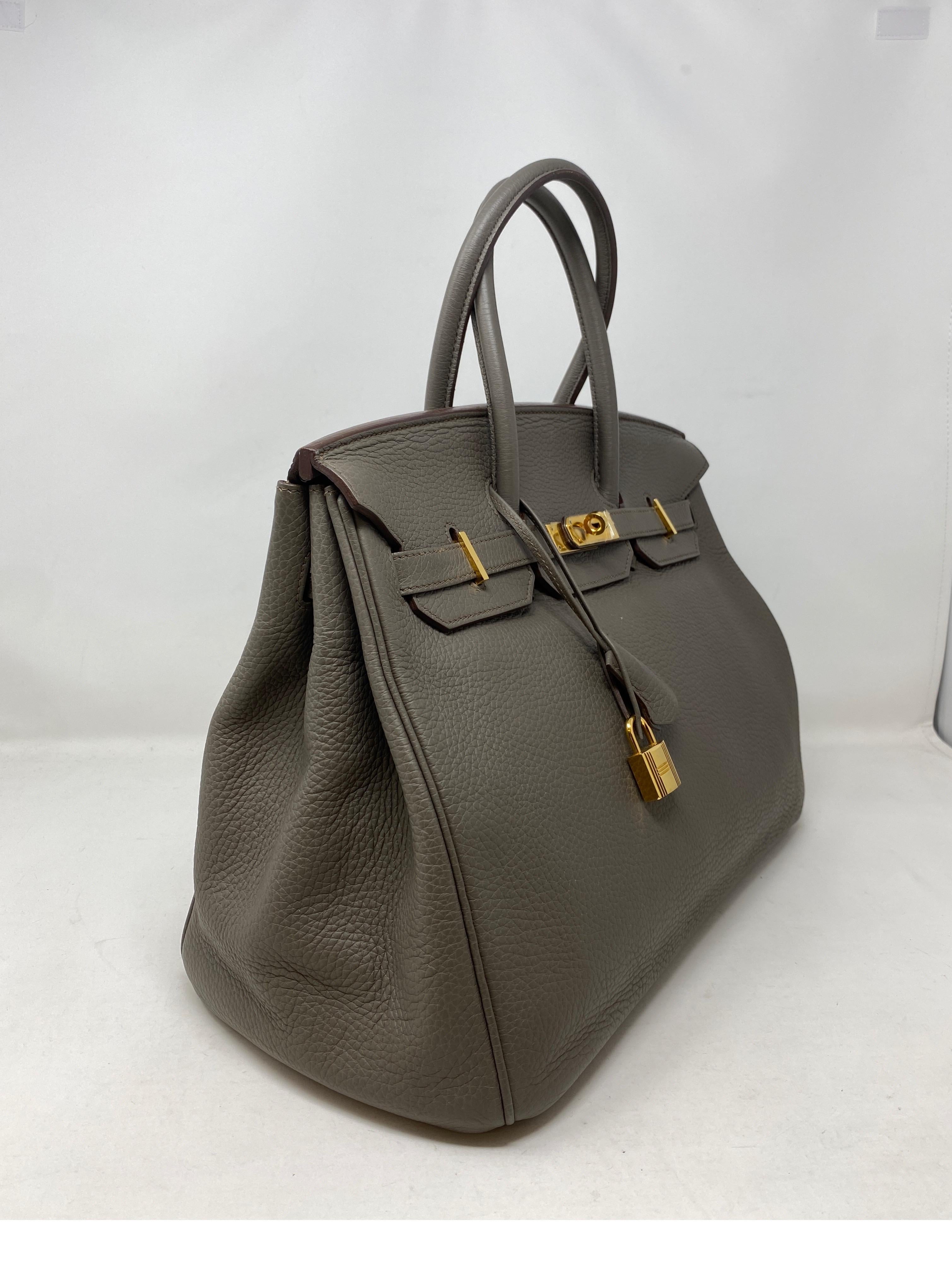 Hermes Birkin Etain 35 Bag. Gold hardware. Excellent condition. Hard combination to find. Great investment bag. Guaranteed authentic. 