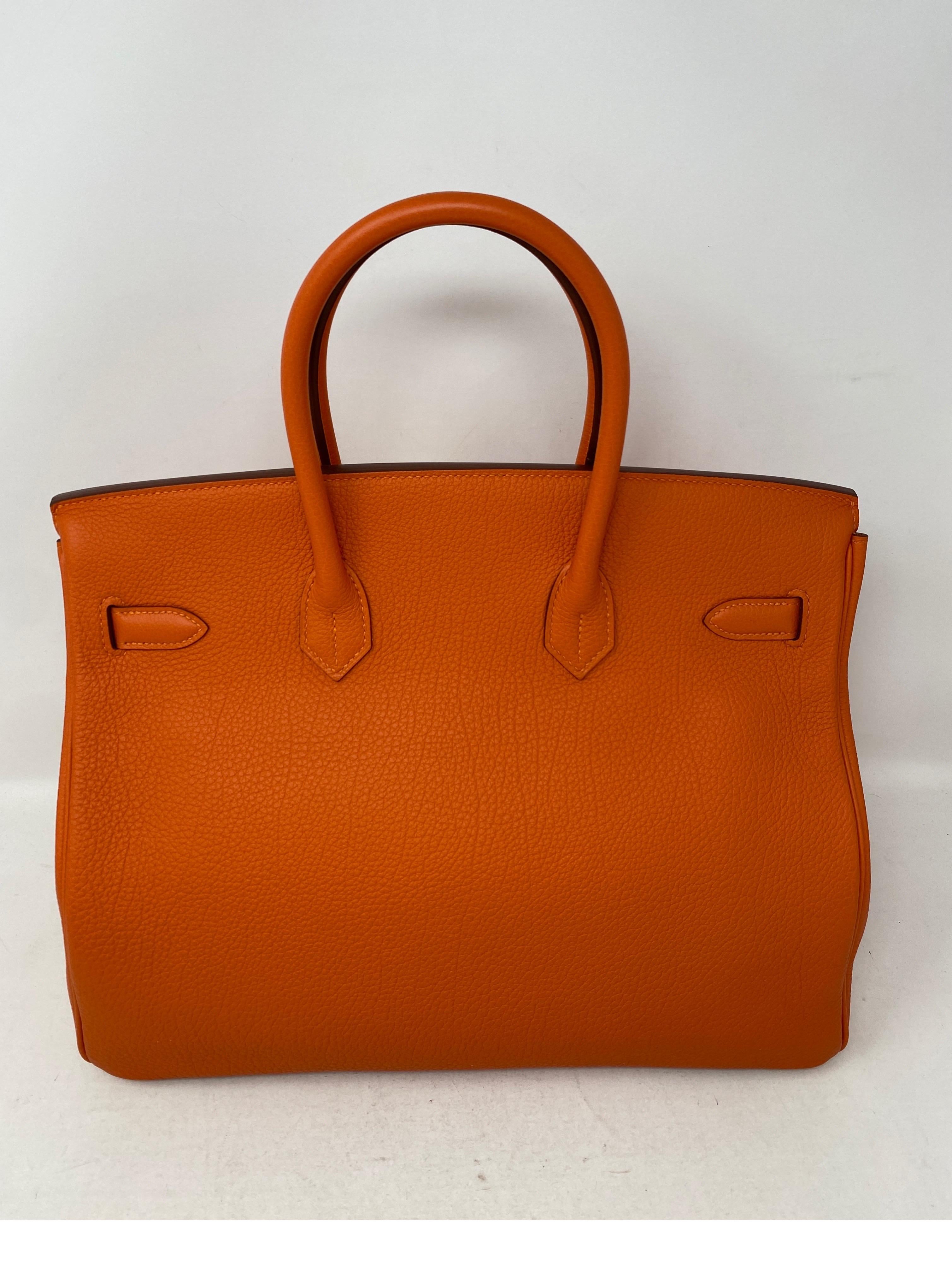 Red Hermes Birkin Feu Orange 35 Bag