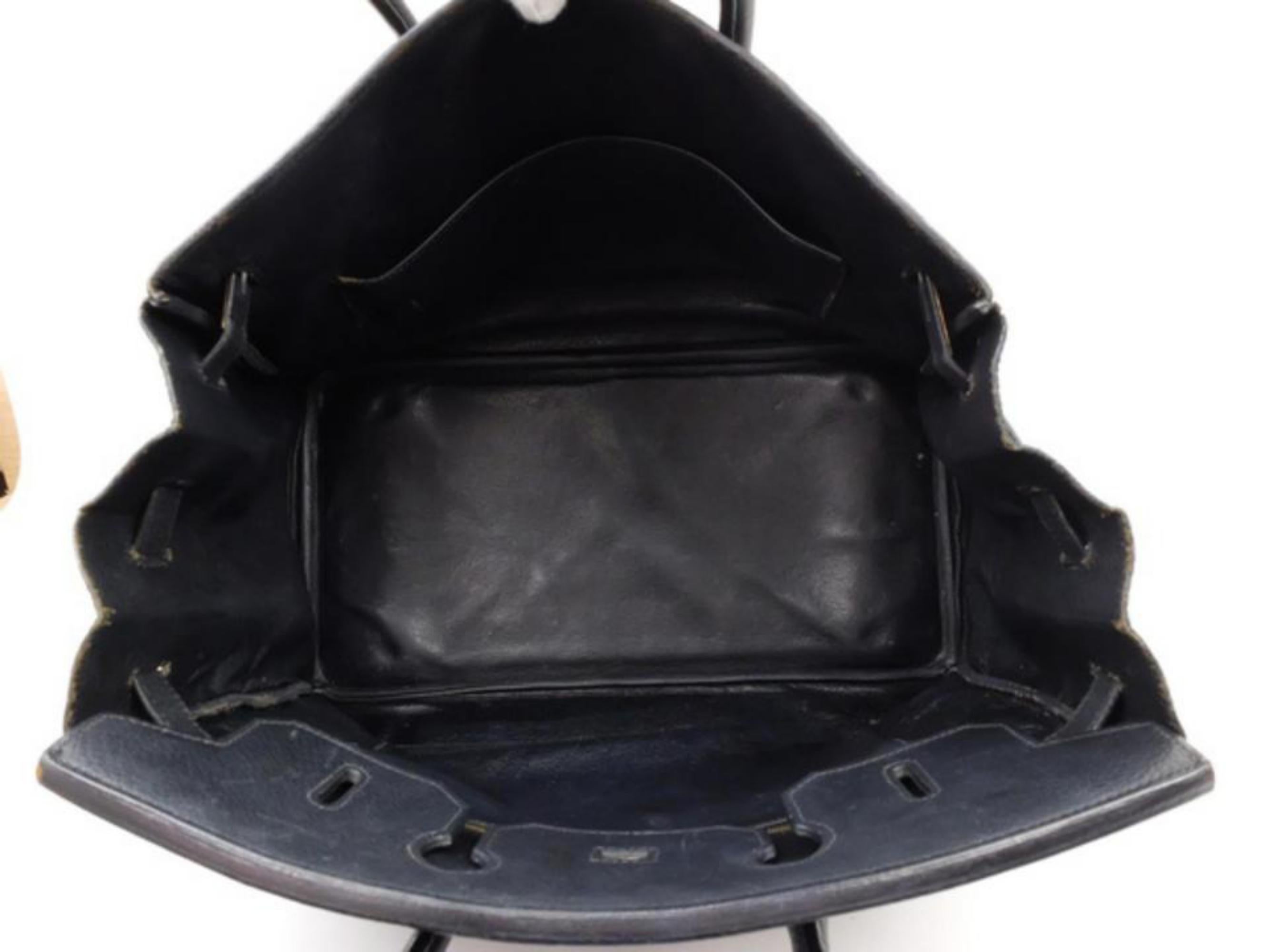 Hermès Birkin Fjord 35 234045 Black Leather Tote In Fair Condition For Sale In Forest Hills, NY