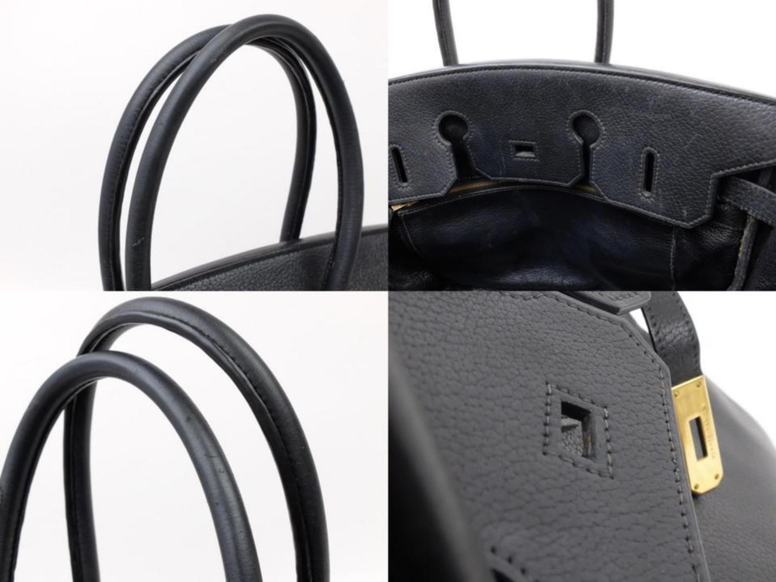 Women's Hermès Birkin Fjord 35 234045 Black Leather Tote For Sale