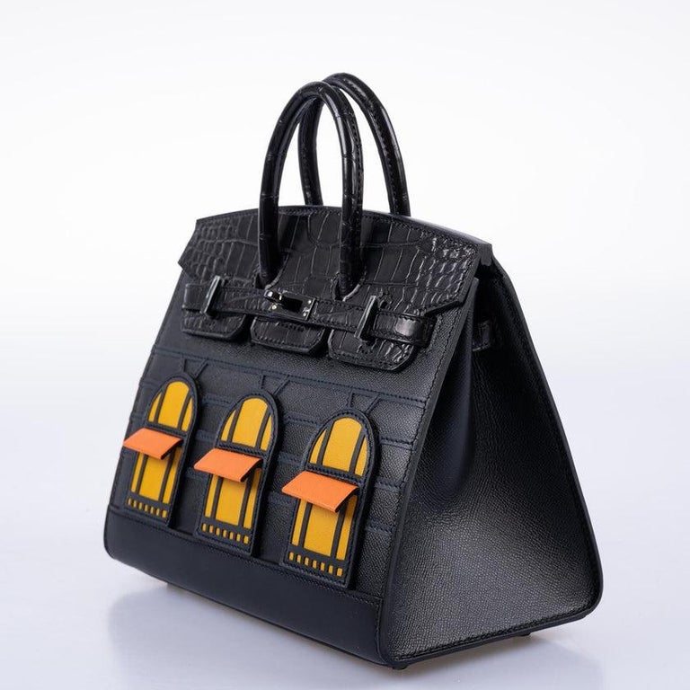 Hermès Birkin 20 Faubourg Sellier Black Matte Alligator Bag