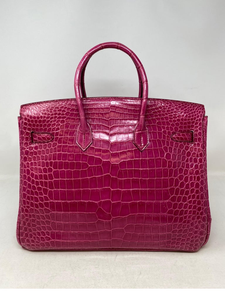 Hermes Birkin Fuschia Porosus Crocodile 35 Bag