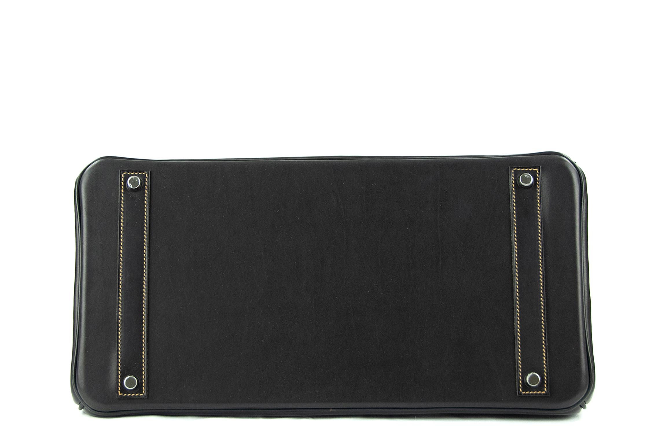 Women's or Men's Hermes Birkin Ghillies 40cm Black Evercalf Leather & Denim PHW