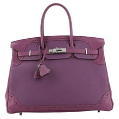 Hermes Birkin Ghillies Handbag Anemone Togo and Swift with Palladium Hardware 35