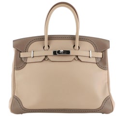 Hermes Birkin Ghillies Sac à main Argile et Etoupe Swift avec matériel Palladium