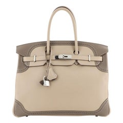 Hermes Birkin Ghillies Handbag Argile And Etoupe Swift With Palladium Hardware 3