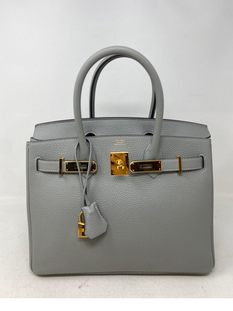 Hermes Birkin bag 25 Gris mouette Togo leather Gold hardware