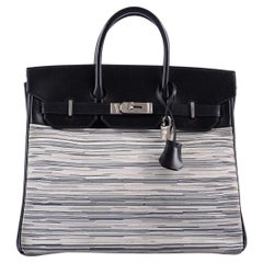 Hermès Birkin HAC 32 Black Box & Vibrato Leather Palladium Hardware Bag