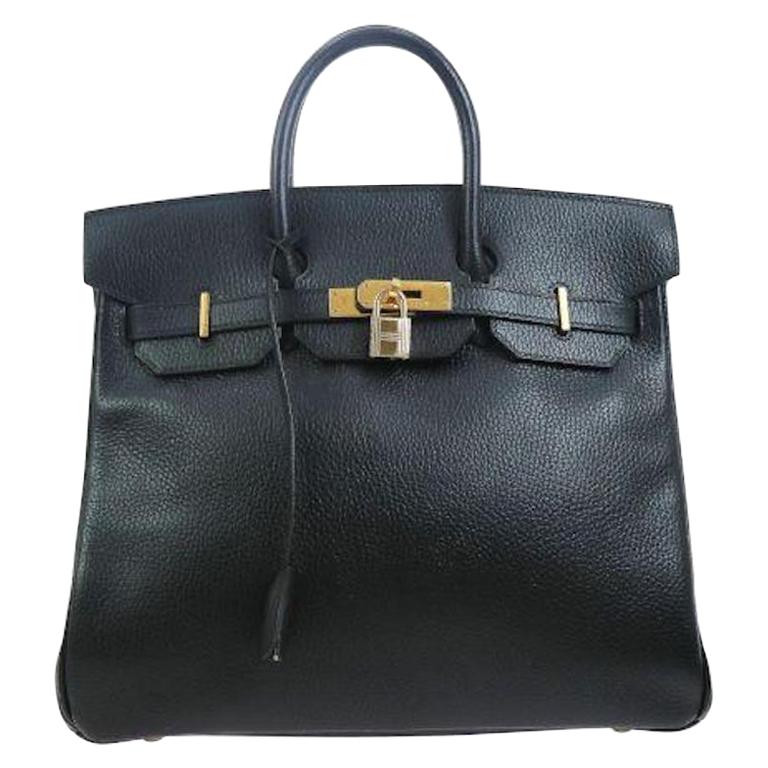 Hermes Birkin HAC 32 Black Leather Gold Large Men's Travel Top Handle Tote Bag