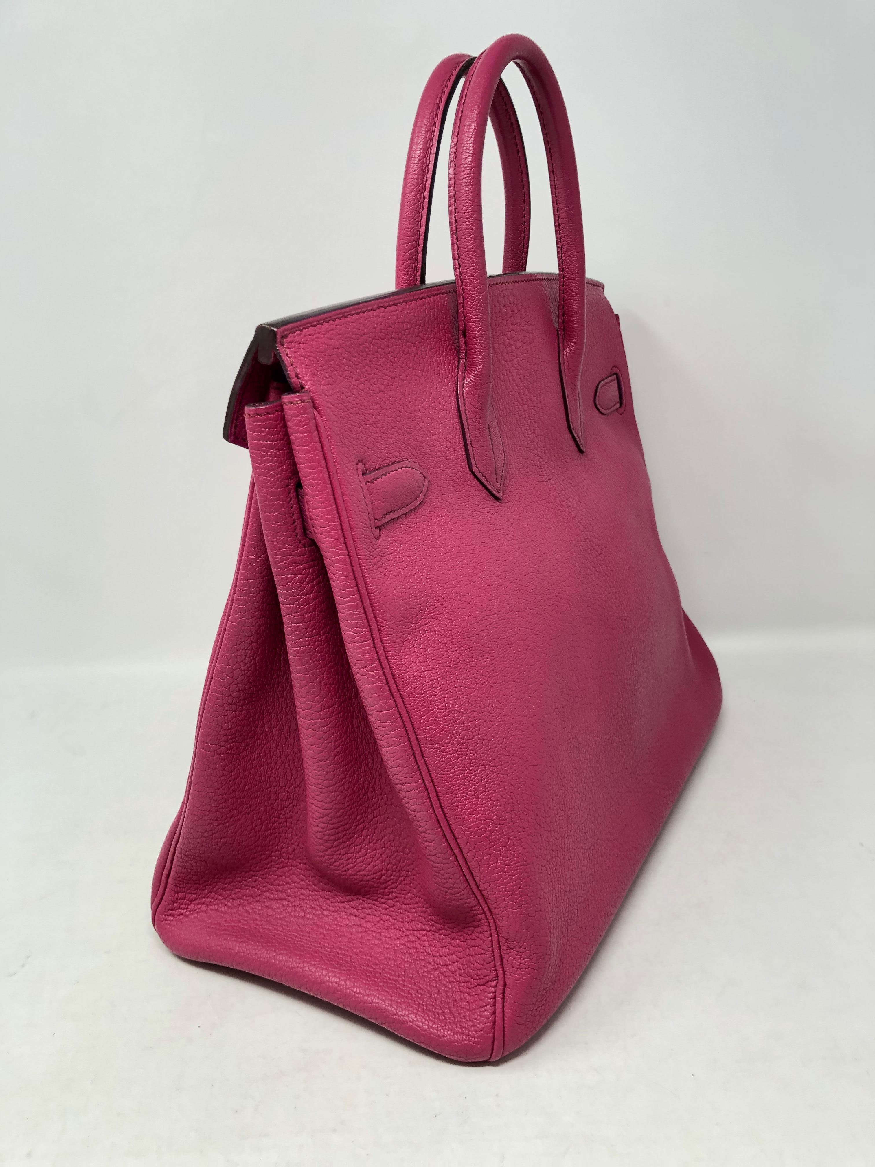 Brown Hermes Birkin HAC 32 Fuschia