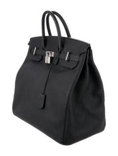 Hermes Birkin HAC 40 Schwarzes Leder Palladium Herren Reise Top Handle Tote Bag