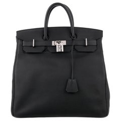 Hermes Birkin HAC 40 Noir Cuir Palladium Homme Voyage Top Handle Tote Bag