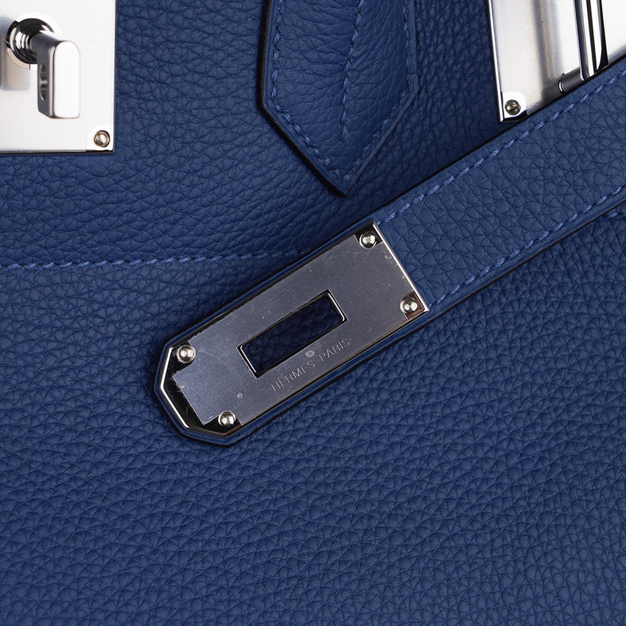 Hermes Hac 40 Men's Birkin Bag Deep Bleu Togo Palladium Hardware For Sale 3