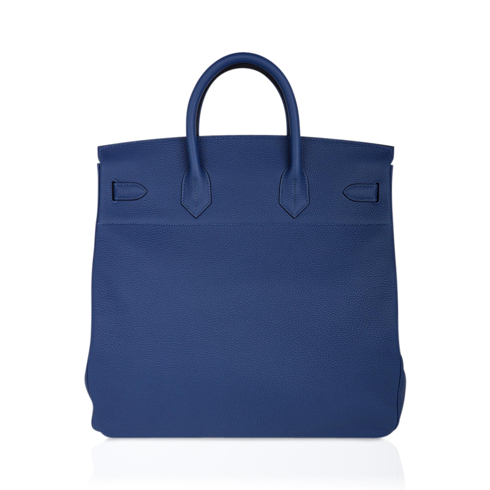 Hermes Hac 40 Men's Birkin Bag Deep Bleu Togo Palladium Hardware For Sale 4