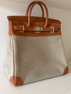 Hermès Birkin HAC 40 Gold Veau Evercolor Toile Palladium Hardware