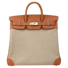 Hermès Birkin HAC 40 Gold Veau Evercolor Toile Palladium Hardware