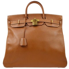 Hermes Birkin HAC 45 Cognac Leather Gold Large Men's Travel Top Handle Tote Bag