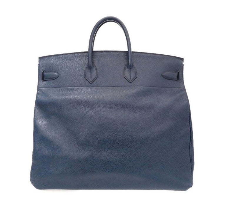 Hermes Birkin HAC 50 Blue Leather Gold Large Men's Travel Top Handle