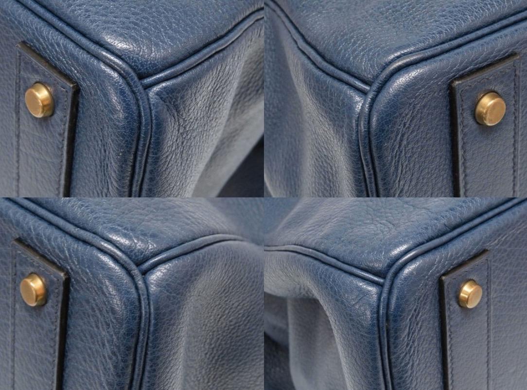 Gray Hermes Birkin HAC 50 Blue Leather Gold Large Men's Travel Top Handle Tote Bag