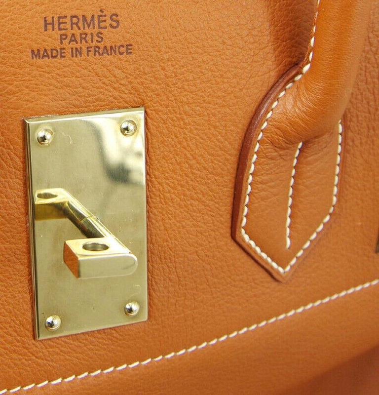 Hermes Birkin HAC 55 Cognac Leather Gold Large Men's Travel Top Handle Tote  Bag at 1stDibs