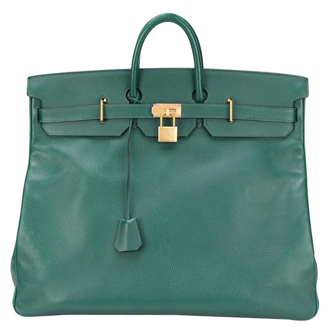 Hermes Birkin HAC 55 Green Leather Gold Large Men's Travel Top Handle Tote Bag