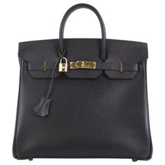 Hermes Birkin HAC Handbag Noir Ardennes with Gold Hardware 32