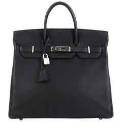Hermes Birkin HAC Handbag Noir Togo with Palladium Hardware 32