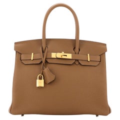 Hermes Birkin Handbag Alezan Clemence with Gold Hardware 30
