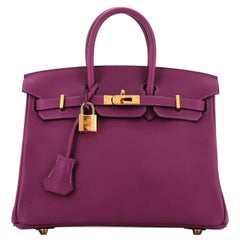 Hermes Birkin Handbag Anemone Swift with Gold Hardware 25