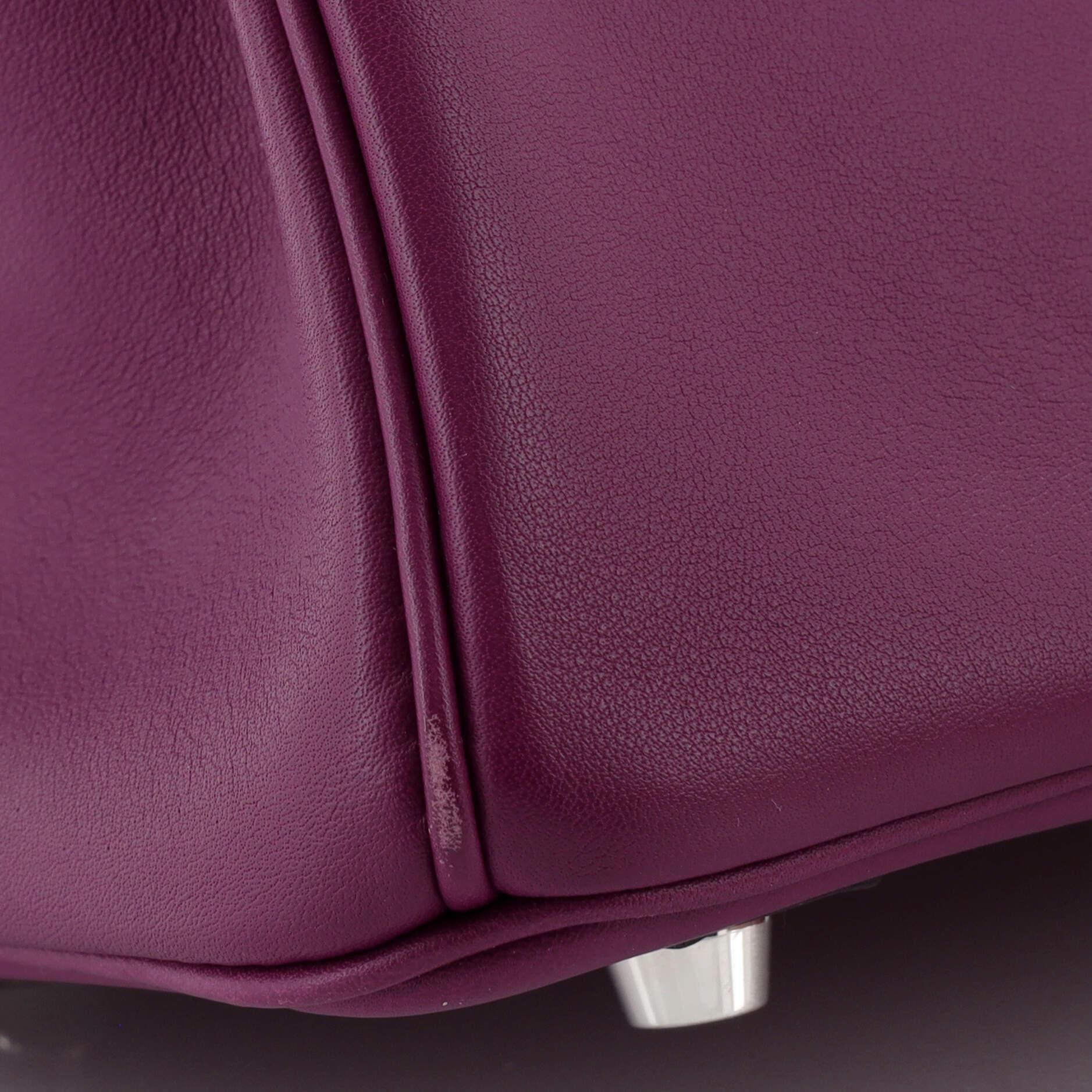 Hermes Birkin Handbag Anemone Swift with Palladium Hardware 25 For Sale 6